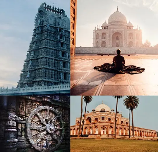 Collage of Top UNESCO world heritage sites of India