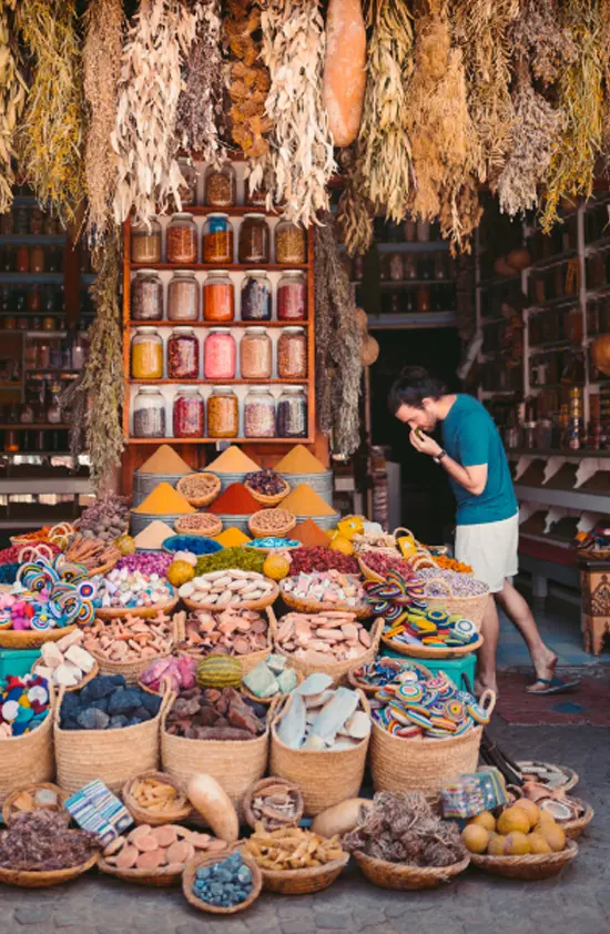 Tourist exploring Indian flee market