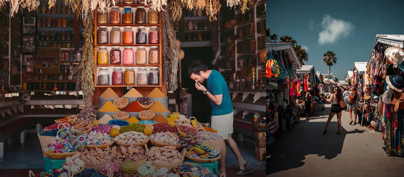 Tourist exploring Indian flee market