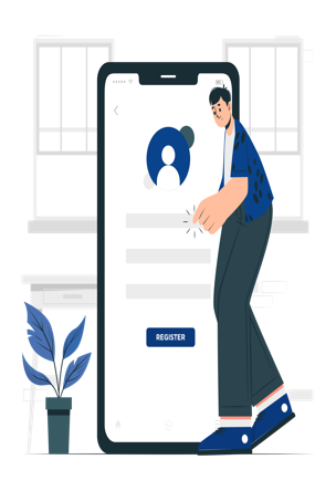 Student filling  Study in India registeration form on his phone